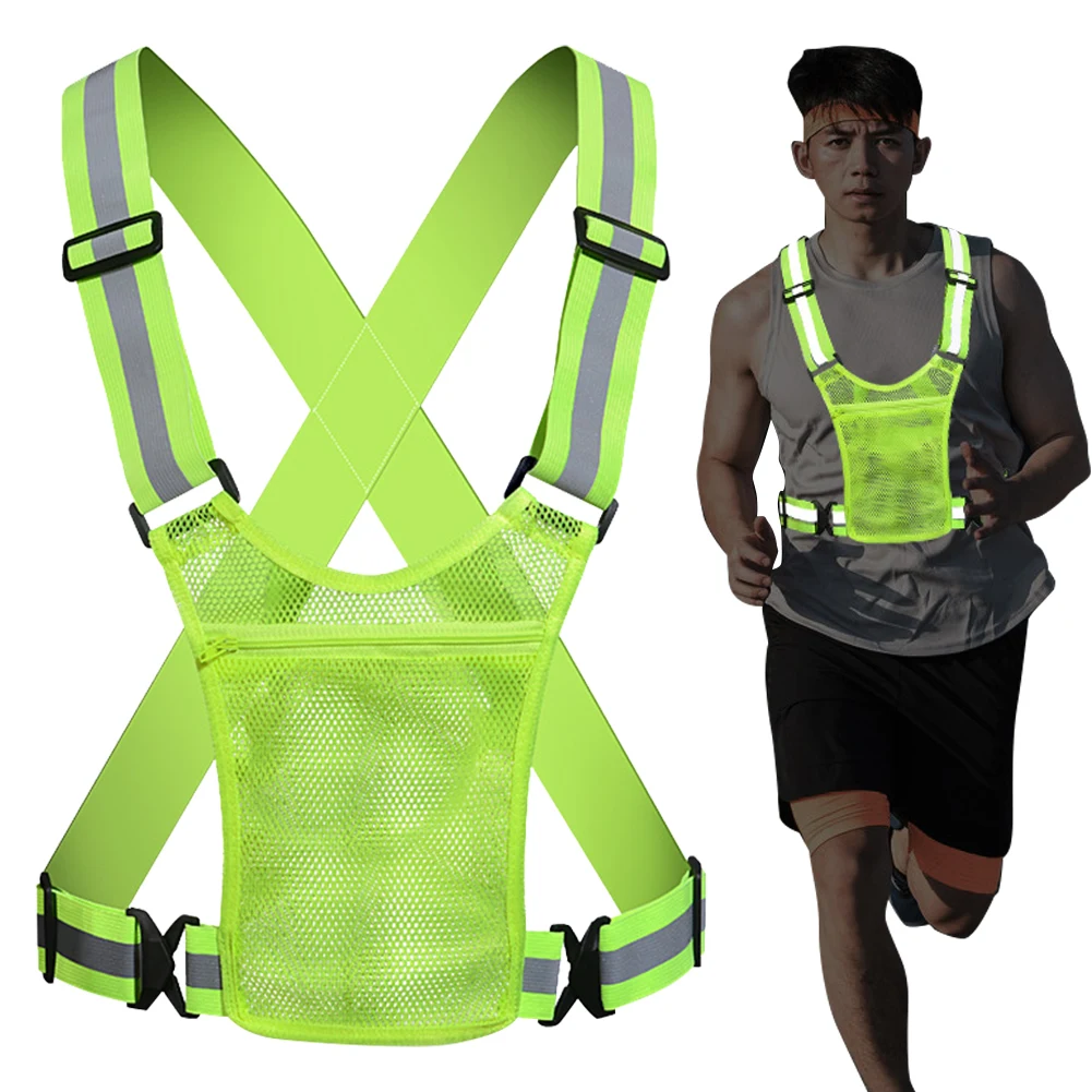 Reflective Safety Vest Lightweight Elastic Adjustable High Visibility For Running Walking Cycling reflective vest