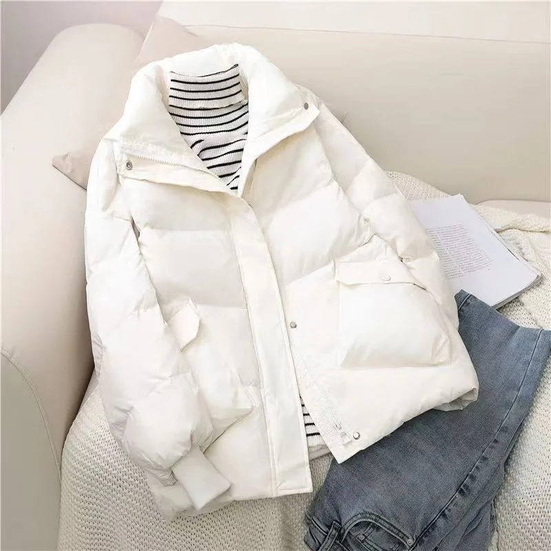 2023 New Women Down Jacket Winter Coat Female Warm Thick Parkas Loose Large Size Outwear Stylish Slim Stand Collar Overcoat