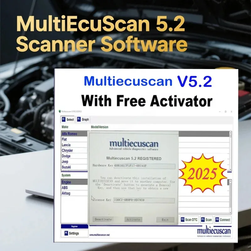 2025 ultima versione Multiecuscan 5.2 per Fiat Software per Fiat/Chrysler/Dodge/Jeep/Suzuki Software scanner