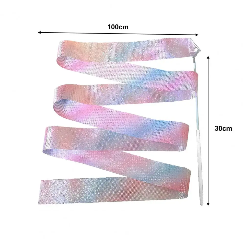 Gymnastics Ribbon 2Pcs Gymnastic Ribbons Sparkling Extra Soft Smooth Flexible Comfortable Grip for Dance Training Satin Kids Rhythmic