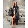 Elegant Floor Long Length Robe Silk Bridal Wedding Dressing Kimono Robe Bridal Party Bride Robe Black Kimono Robe