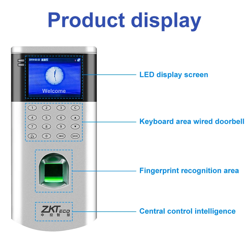 OF260 Fingerprint Access Control Kits with Time Attendance Machine Time Clock Electronic Door Lock System Doorbell, Exit Switch
