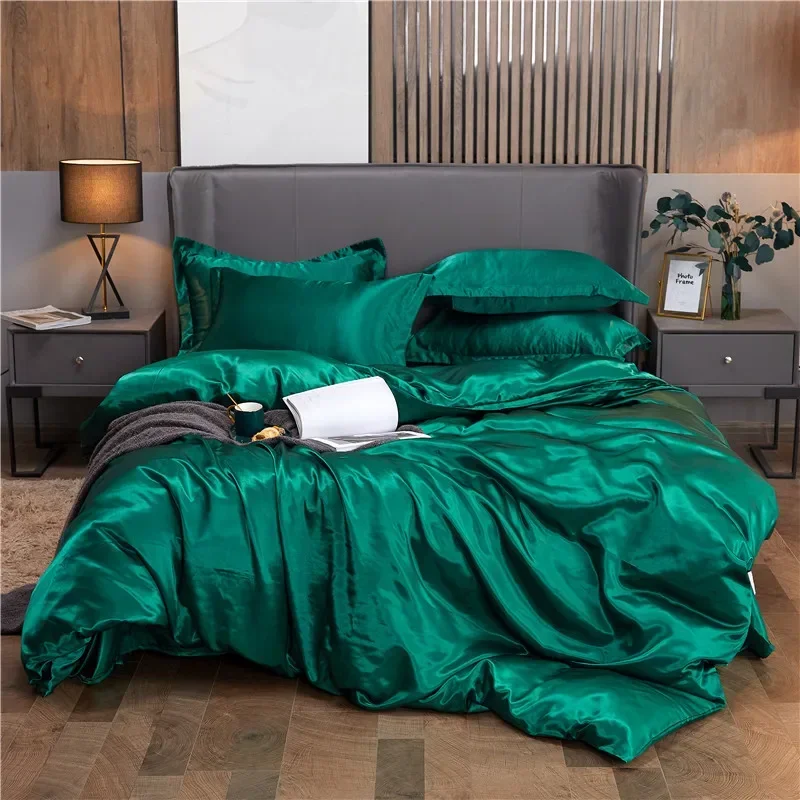 Premium Rayon Satin Duvet Cover – Luxurious Smooth Solid Quilt Cover