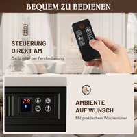 Отдельно стоящая электрическая каминная печь с дистанционным управлением и таймером, реалистичный поддельный каминный обогреватель, 3-я яркость пламени и деревянная каминная каминная печь — изображение 5