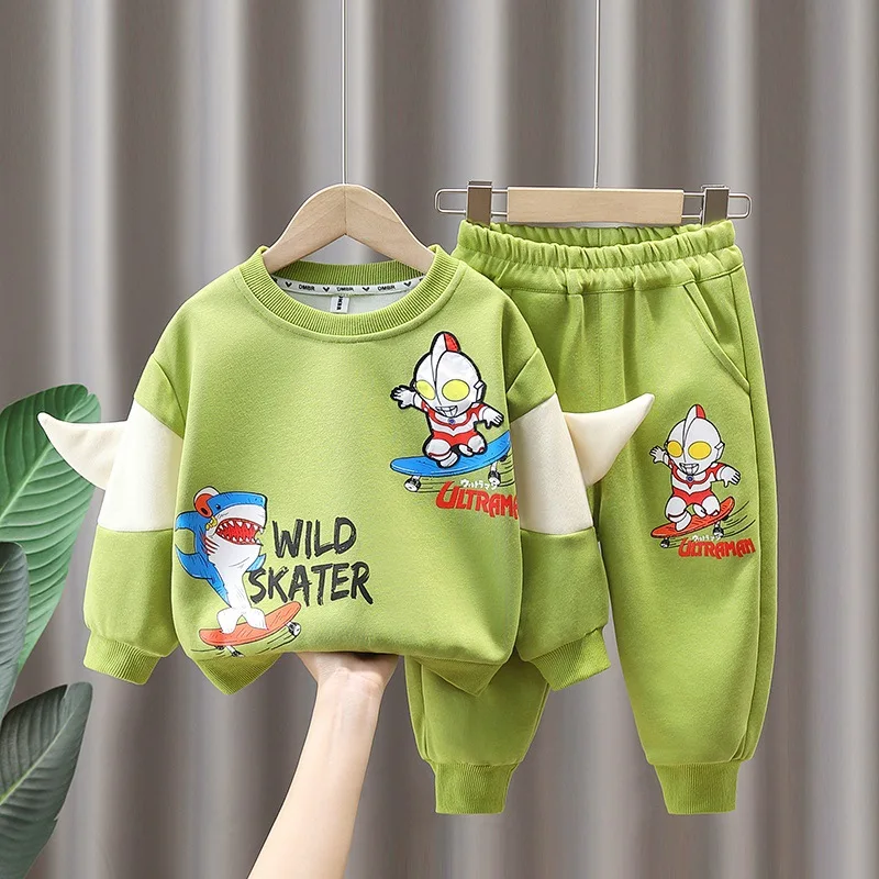 

New Designer Cartoon Children Tracksuit Baby Boy Ultraman Sweatshirt +Pants 2PCS Outfits Autumn Baby Girl Casual Clothing Sets