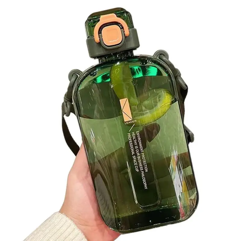 Sports Water Bottle Hangable Fitness Water Kettle With Strap Outdoor Sports Jugs For Camping Transparent Space Bottle For Adults