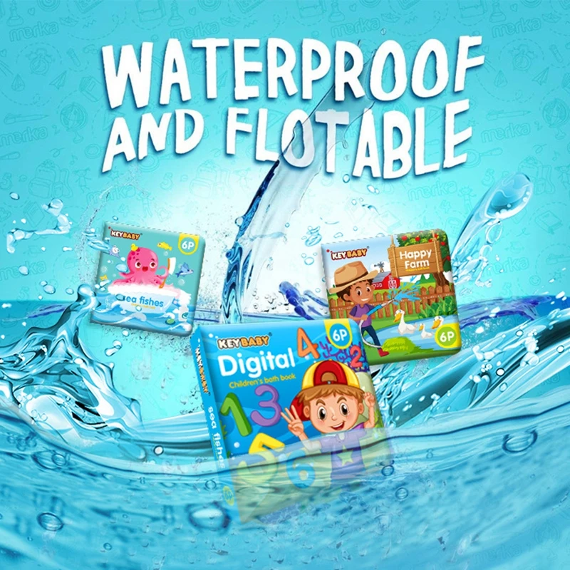 Soft Baby EVA Cartoon Bath Books with BB Whistle Early Educational Bathroom Toys Montessori Waterproof Pages Baby Book  Toddler 4