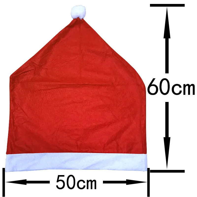(1pcs) 60cm*50cm Red Christmas Hat Chair Back Cover Xmas Home Handmade DIY Christmas Festival Decorations Holiday Gifts