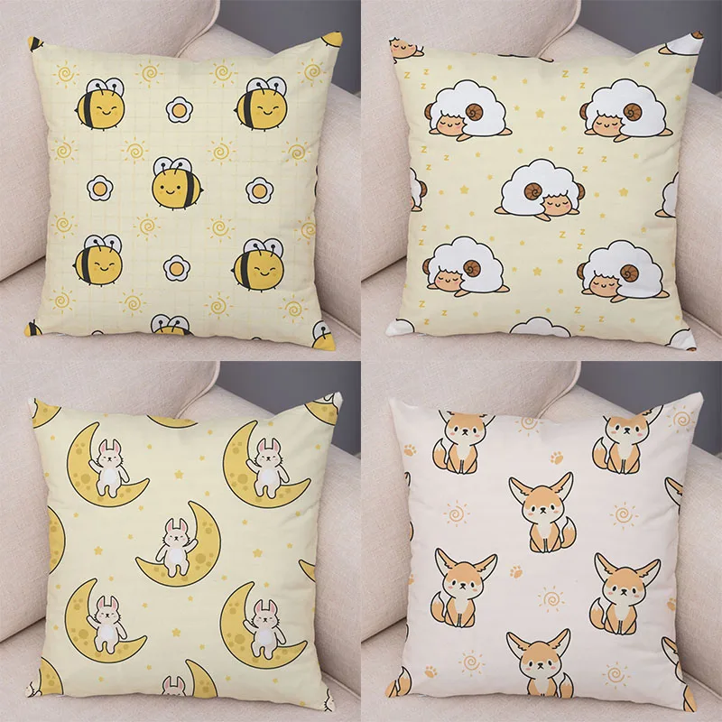 

Cute Cartoon Patchwork Animal Cushion Decoration Dog Lion Flamingo Elephant Pillowcase Kids Room Sofa Home