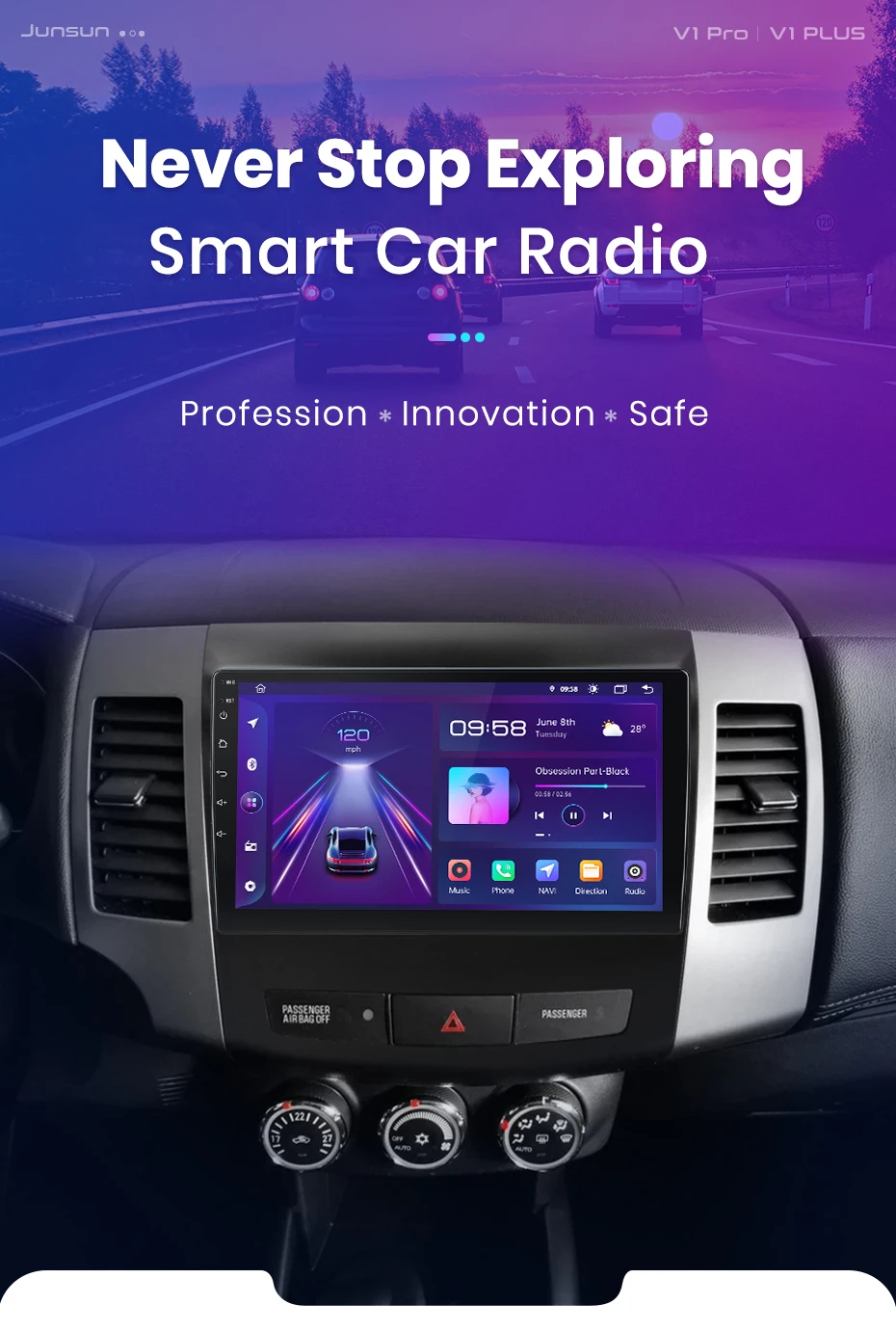 Junsun Wireless CarPlay für Apple Android Auto Autoradio für Mitsubishi Outlander XL2 2005–2011 Citroen C-Crosser Navi Stereo – Detail 2