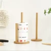 1PC Bamboo Paper Towel Holder Kitchen Dining Room Vertical Wooden Paper Roll Organizer Cling Film Holder Lazy Rag Holder 2