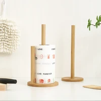 1PC Bamboo Paper Towel Holder Kitchen Dining Room Vertical Wooden Paper Roll Organizer Cling Film Holder Lazy Rag Holder 2