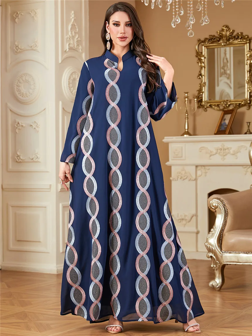 فستان عباية نسائي فضفاض مطرز لرمضان للنساء مغربي س...