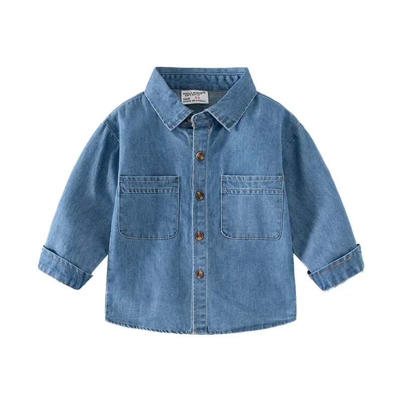 Boys Shirts Spring Kids Denim Long Sleeve Shirt