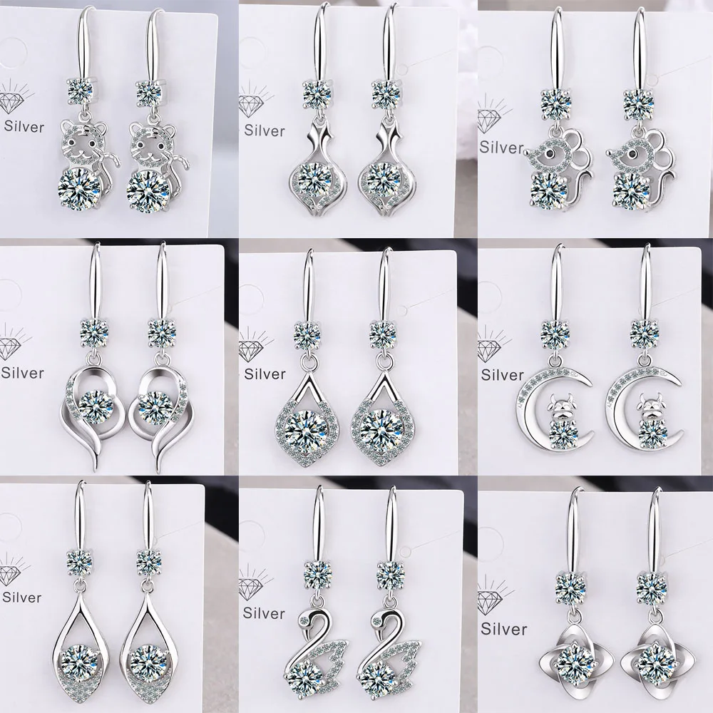 Orecchini pendenti a doppio cerchio in argento sterling, argento o oro