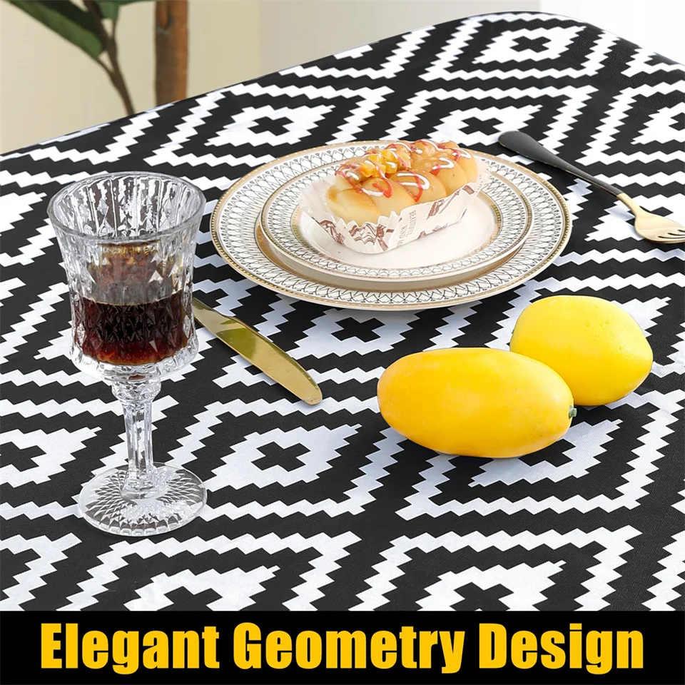 Spotjoy Rectangle Vinyl Table Cloth 24x48, Waterproof Elastic Fitted Tablecloth With Flannel Backing Plastic Ta Ap B0bgkfcgbh