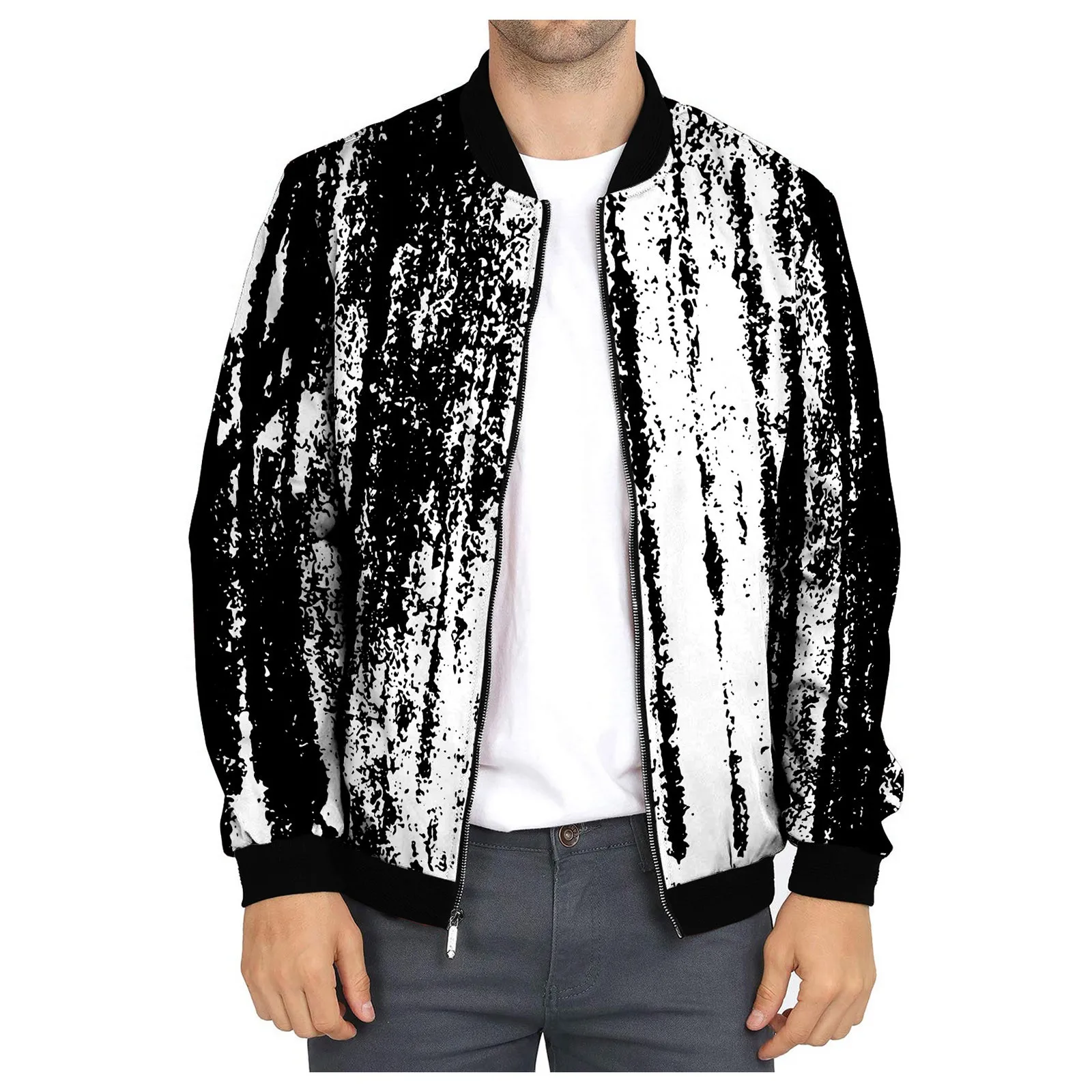 

Куртка мужская с принтом, повседневная бейсбольная куртка на молнии, короткая с карманами, уличная одежда, 2023