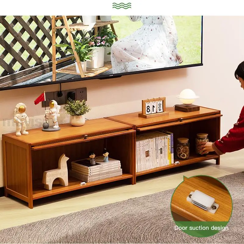 Wooden Simple Modern Coffee Table Tv Cabinet Combination Cheap Storage Side Table For Living Room Small Apartment Furniture