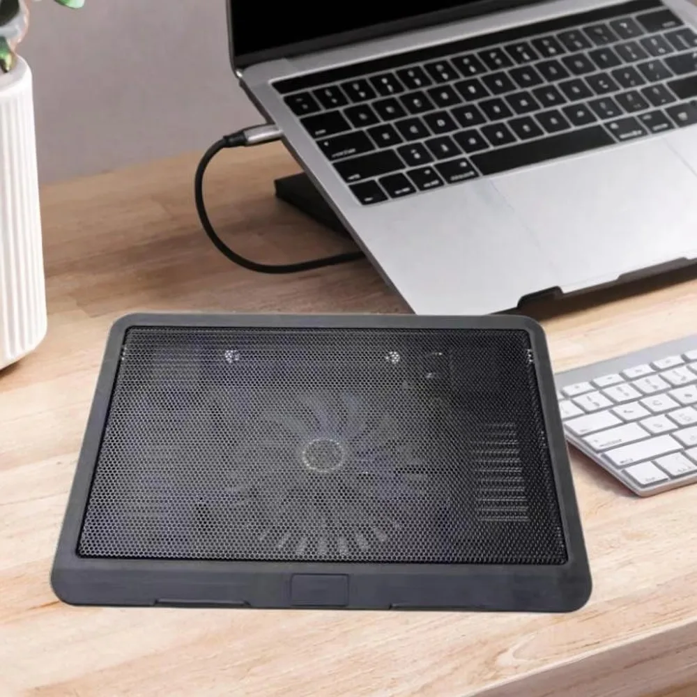 Premium Adjustable Laptop Cooling Pad with LED Lighting and Metal Mesh Design