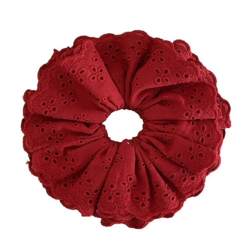 Scrunchies in pizzo oversize per le donne Fasce elastiche per capelli Supporti per coda di cavallo Cravatta per capelli solidi Elastici per capelli Accessori per capelli da donna - immagine 5