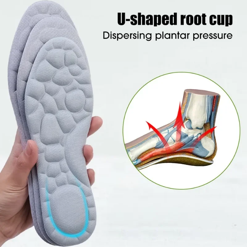 Stretch Cotton Massage Insole 5D Cloud Sensation Relieve Pain Shoe Pad Elastic Sweat Absorbing Insoles Breathable Shoe Cushion