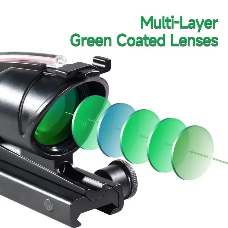 4X32 Hunting Riflescope Real Fiber Optics Grenn Red Dot Illuminated Etched Reticle Tactical Optical Sight Fit 20mm Rail Mount