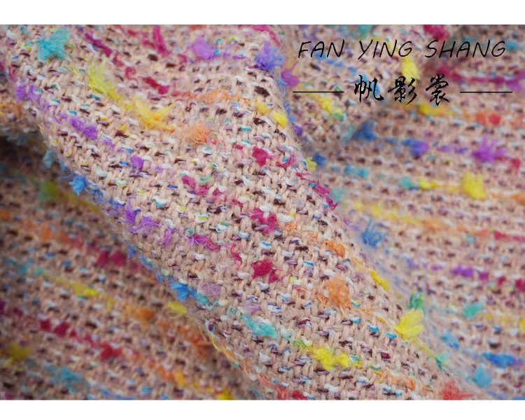 Description Picture 3 of itemColored threads Playful Orange Yellow Tweed Fabric For Coat Tela Brillante Tissus ткань Ð´Ð»Ñ ÑˆÐ¸Ñ‚ÑŒÑ African Sewing Tecidos Textile