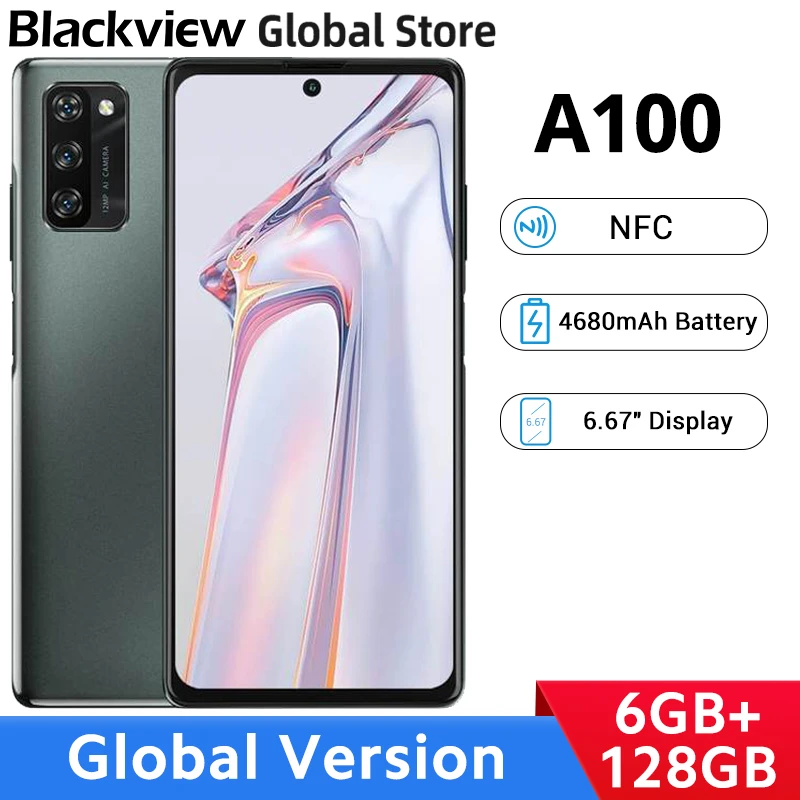 cheap android cell phones Global Version Blackview A100 6GB RAM 128GB ROM NFC Octa Core Smartphone Helio P70 6.67" Display Mobile Phone 4680mAh Battery cheap android cell phones
