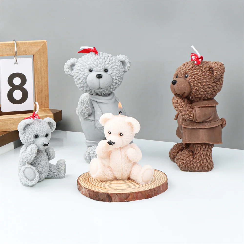 Description Picture 5 of itemFamily Teddy Bear Silicone Mold Craft Scented Candle Soap Plaster Bowtie Bear Family 3D Bears Animal decora