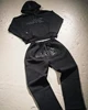 Letters Rhinestone Sequin Hoodie Sweatpants Two Piece Set Y2K Sportswear Mens Letters Embroidered Sweatshirt Casual Pants Set 1