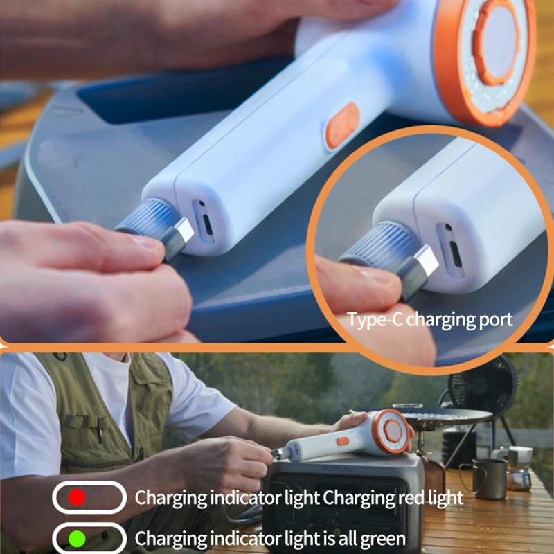 Portable outdoor electric Camping shower with USB charging Powered Waterproof for camping pet car washing and lighting