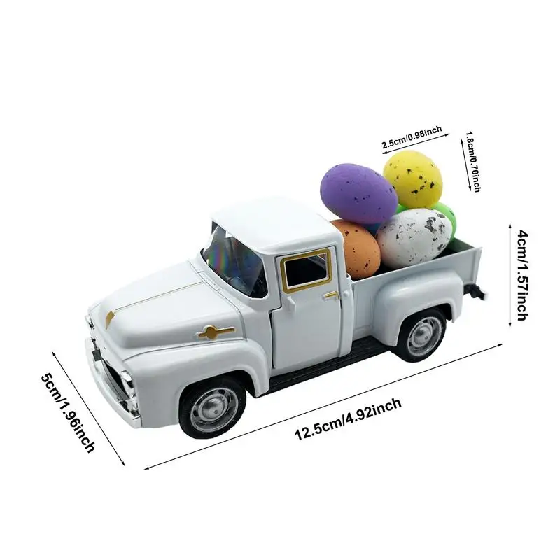 Truck Easter Decor Pickup Car Model With Eggs Happy Spring Small Truck Decorations Easter Farmhouse Metal Car Model For Holiday