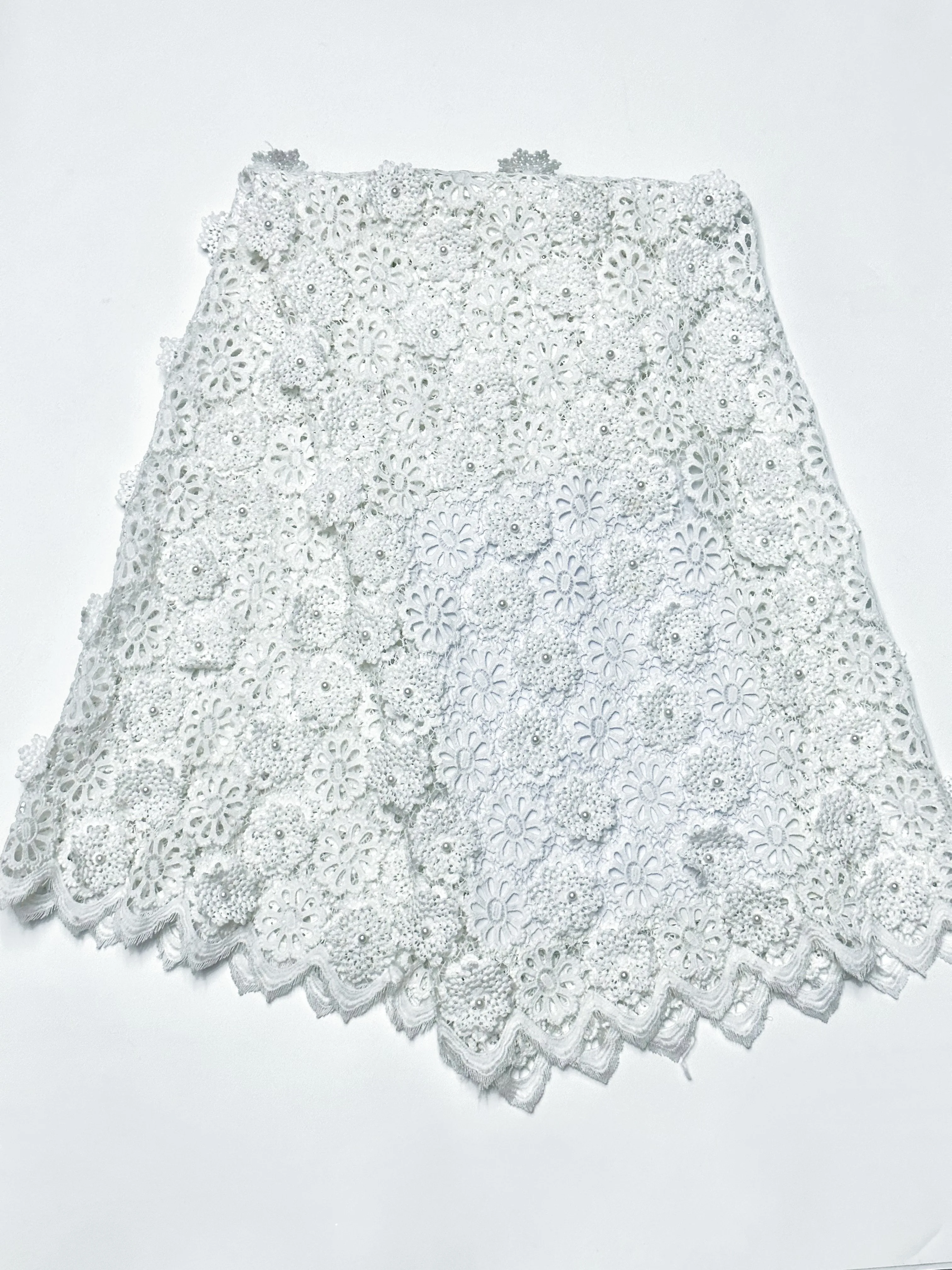 3D Large Flower Embroidery Lace Africa 5yards Yarn Fabric For Fashion Women's Dresses Skirts Dresses fabric cotton voile lace fabric gauze flower decoration supplies