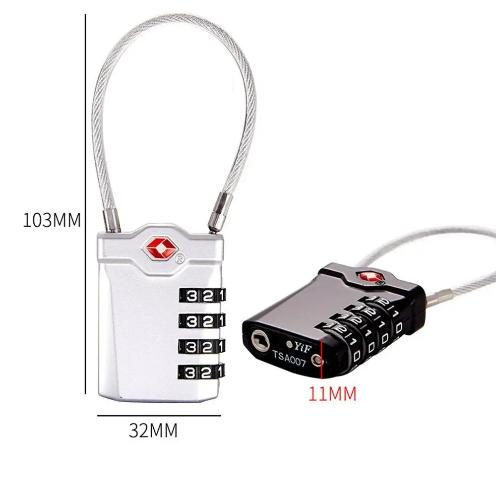 Description Picture 4 of itemHigh Security Portable Small Padlock TSA Customs Lock Padlock with Steel Cable Smart Combination Lock Customs Code Lock
