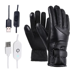 Motorcycle Electric Heated Gloves Polyester & Cotton Windproof Cycling Skiing Warm Heating Gloves USB Powered For Men Women