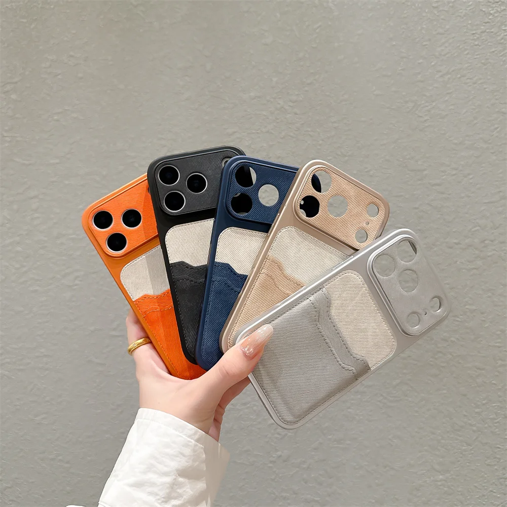Elegant TPU Leather Card Holder Phone Case with Shockproof Back Cover and Lens Protection