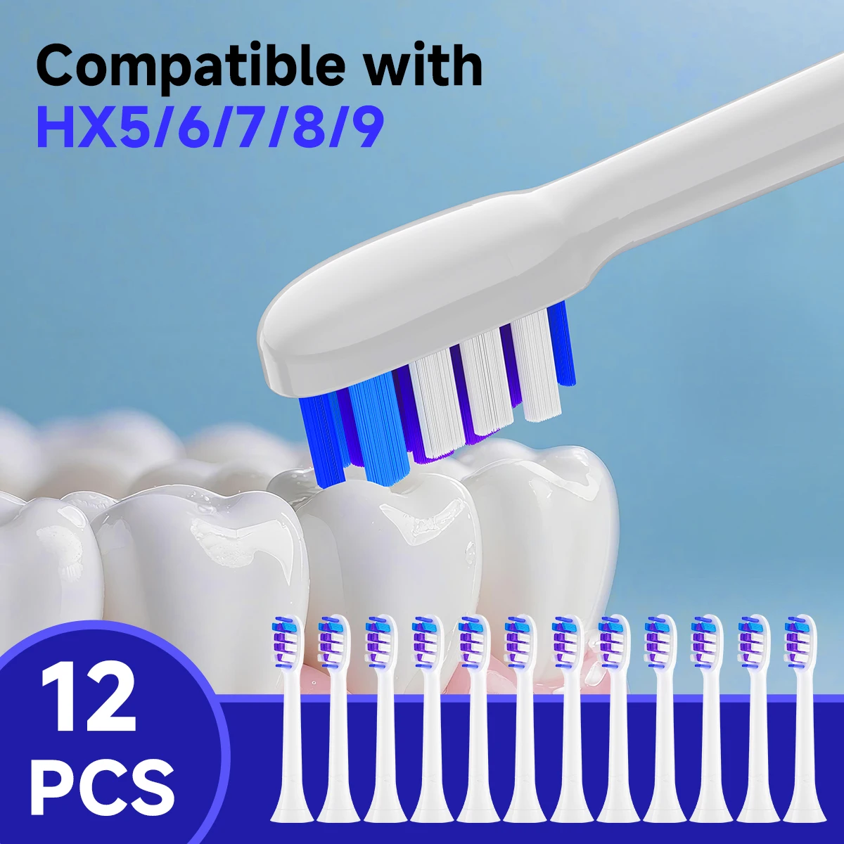 4/8/12/20Pcs필립스 HX5/HX6/HX7/HX8HX9 소닉 전동 진공 칫솔 소프트 브리슬 헤드와 호환 가능