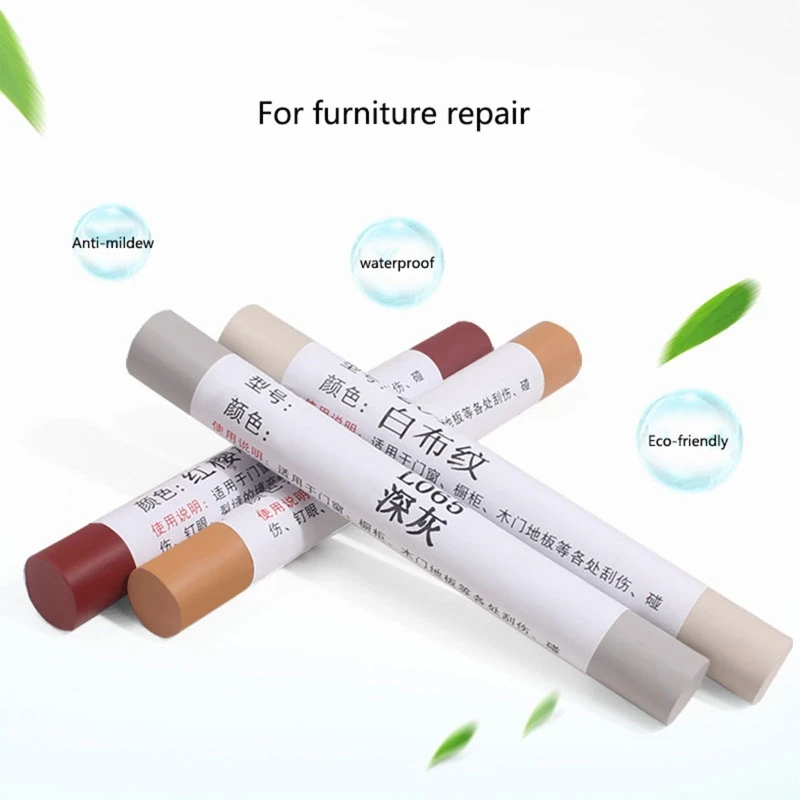 Lot De 5 Bâtons De Réparation Meubles - Cire Crayons Marqueurs - Tissu Blanc Inclus (Neuf)