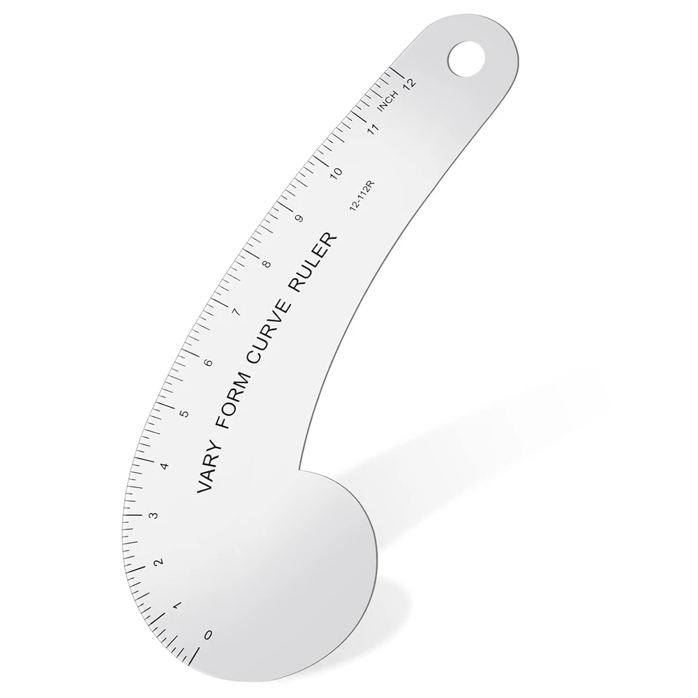 Vary Form Curve Ruler 12“ French Curve Ruler Sewing Ruler for Pattern Making Aluminum Hip Curve Ruler for Measuring Sewing