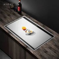 ASRAS Hidden kitchen Sink Single Flip Cover Hidden Large Size 304 Stainless Steel 4mm Thickness Handmade Brushed kitchen Sink 1