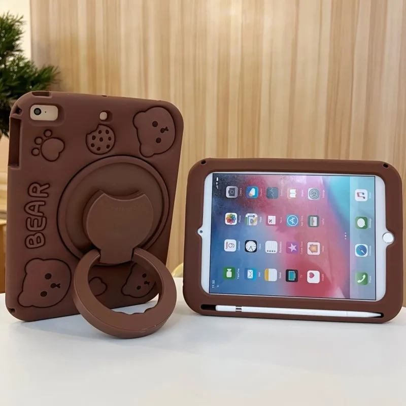 3D Bear Kids Soft Tablet Case with Pen Slot