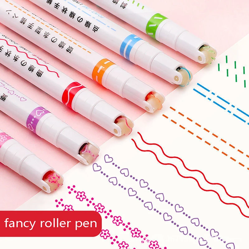 

6 Colors Curve Line Marker Highlighter Pen Outline Pastel Markers Drawing Decoration Manga Markers for Art Drawing Doodling