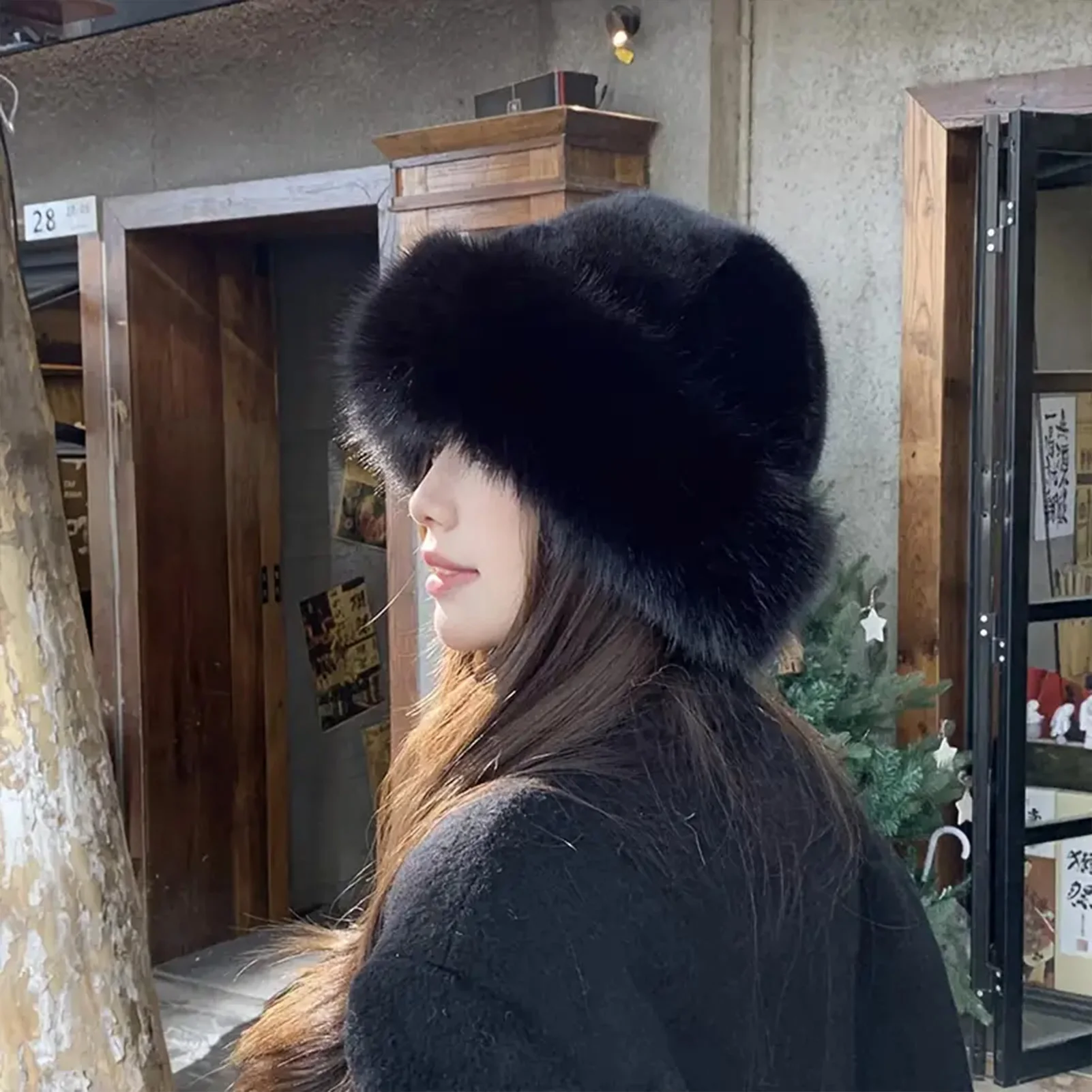 Thicken Plush Fur Hat for women Fluffy Beanie winter Warm Thick Mongolian Caps for Cold Weather Snow Caps