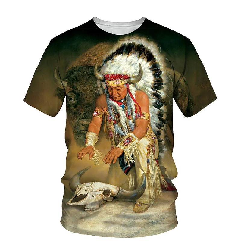 

Indians Short Sleeves T-shirt for Men Women Summer Casual Retro Funny Character T Shirt Fashion Harajuku O-Neck Tops Tees