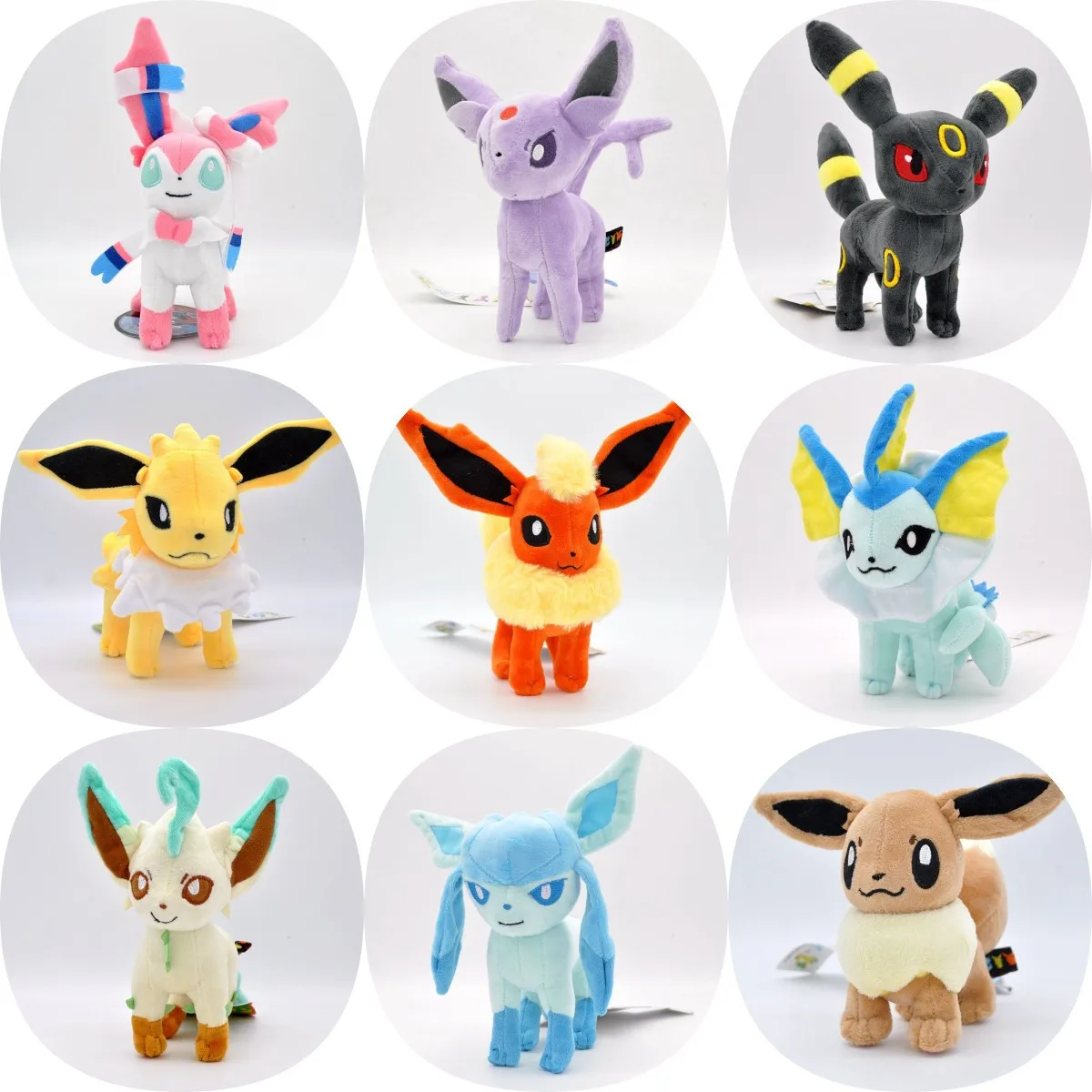 Pokemon Cartoon Eevee Evolution Peluche Bambola Carina Flareon Vaporeon Espeon Glaceon Regali Di Compleanno Per Bambini