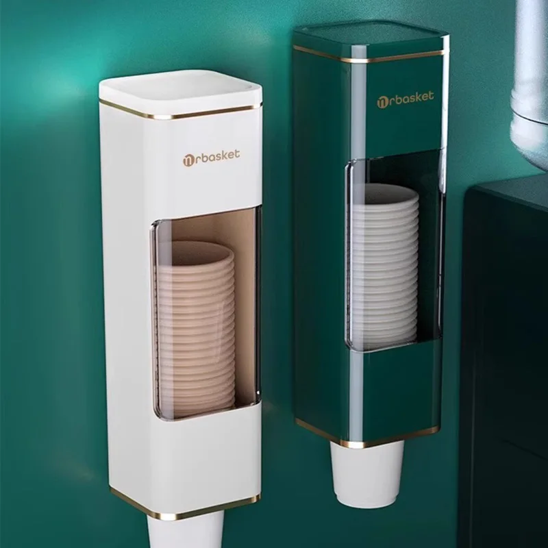 Disposable Cup Holder Cup Extractor Wall Mounted Non Perforated Dust-Proof Moisture-Proof Storage Rack 3