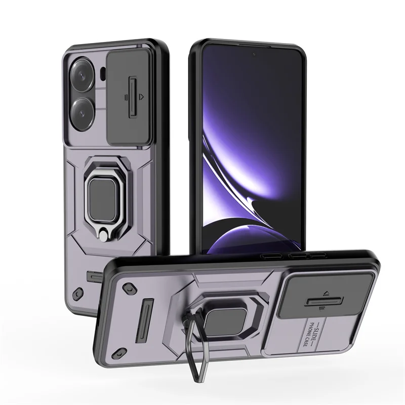 Slide Lens Armor Phone Case with Magnetic Ring Holder Cover - Enhanced Protection for Xiaomi Poco X7 Pro 5G