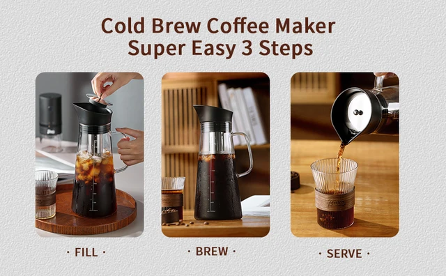 Xummi Cold Brew Maker - 1,8 Litri, Vetro Borosilicato, Filtro Acciaio Inox | Per Caffè E Tè Freddo | Design Antigoccia - Foto 2