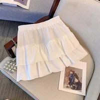 150Kg Plus Size Women's Hip 165 Cake Short Skirt Casual Pleated Ruffled Edge Skirt Black White 5XL 6XL 7XL 8XL 9XL - Image 3