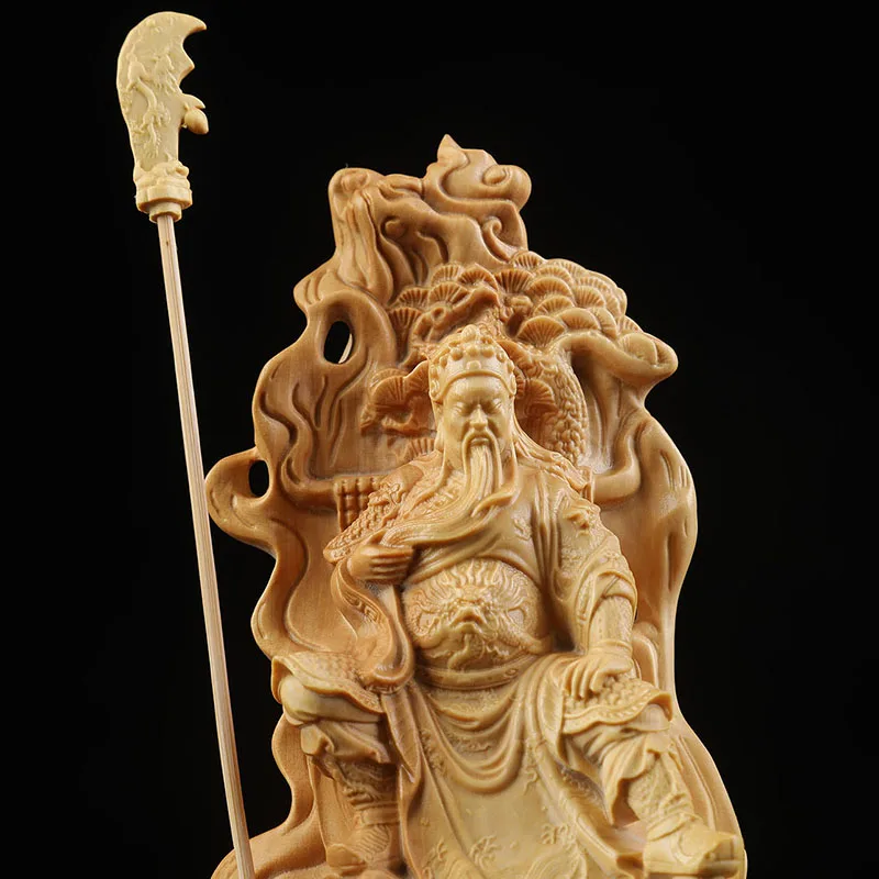 Wooden Loyalty Guan Gong Figure Statue, Solid Wood Carving, China Luckfall, Guan Yu Home Room, Office Decoration, Art Accessorie